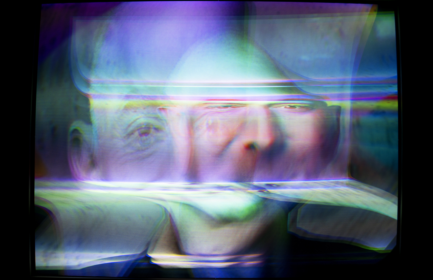 Photo of Jeff Bezos heavily manipulated electromagnetically through the CRT Flux Phaser.