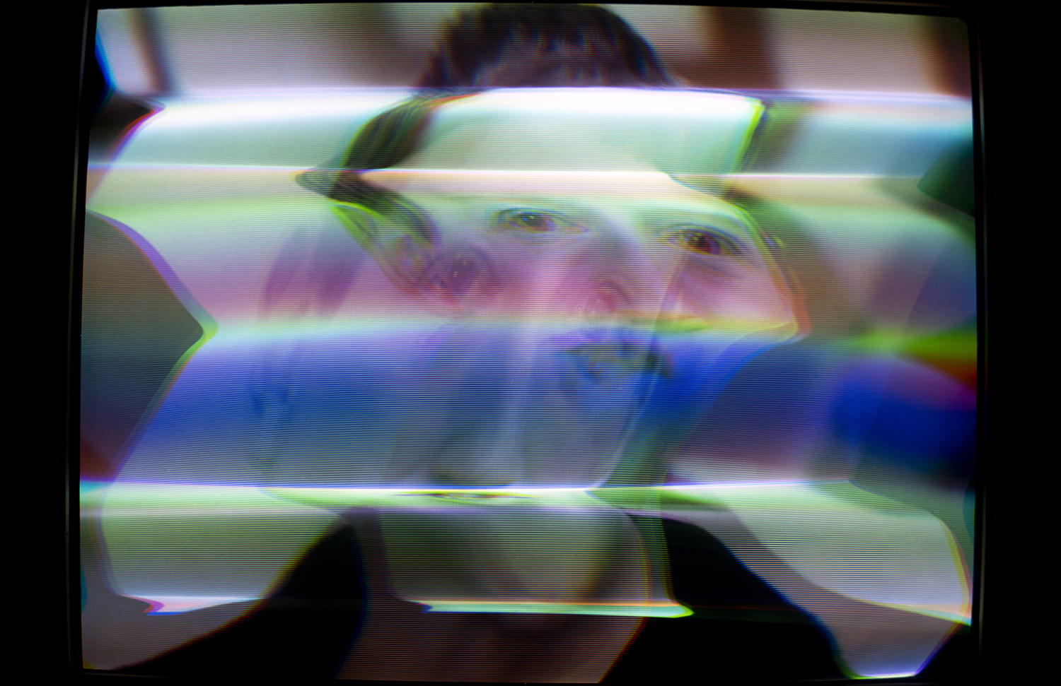 Photo of Mark Zuckerberg heavily manipulated electromagnetically through the CRT Flux Phaser.