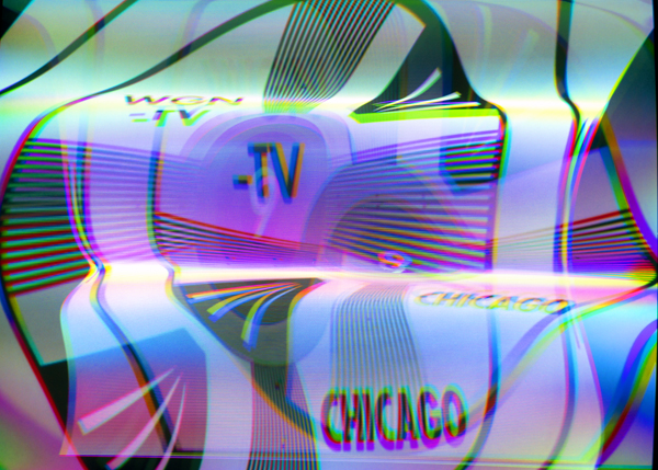WGN Chicago test card being electromagnetically manipulated